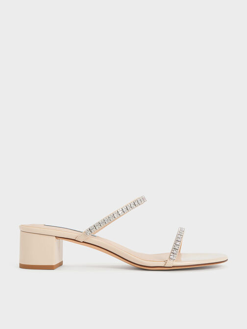 Ambrosia Gem-Embellished Sandals, Cream, hi-res