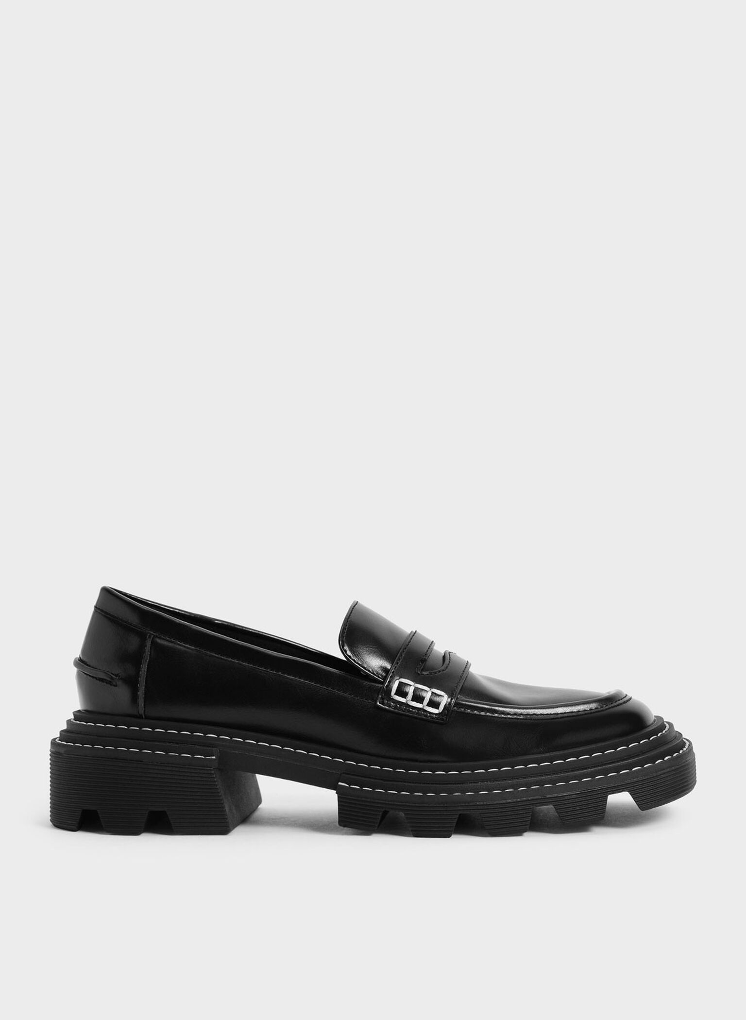Perline Chunky Penny Loafers, Black, hi-res