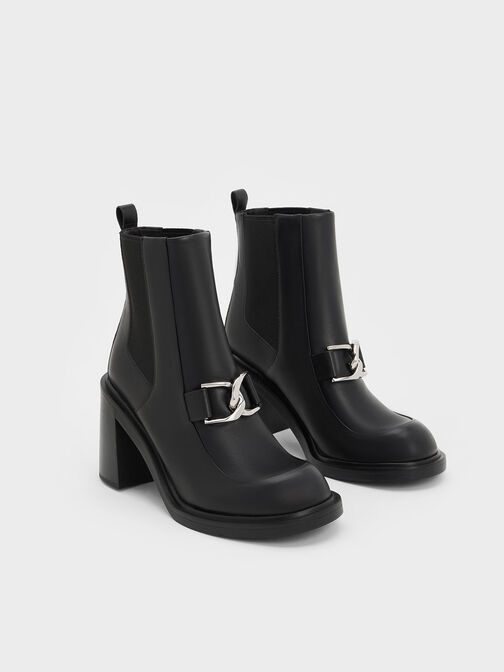 Gabine Block Heel Ankle Boots, Black, hi-res