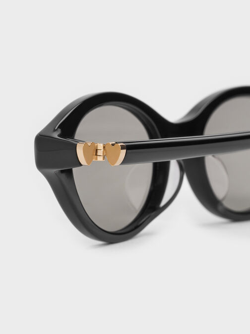 Pecola Oval Sunglasses, Black, hi-res