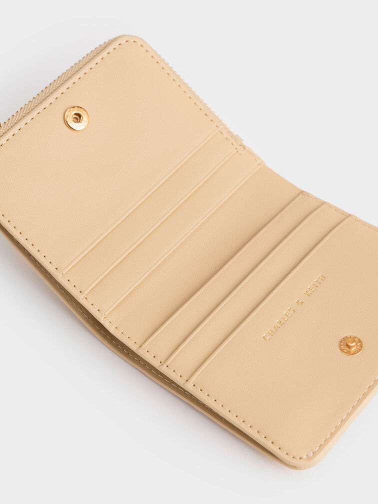 Snap Button Card Holder, Beige, hi-res