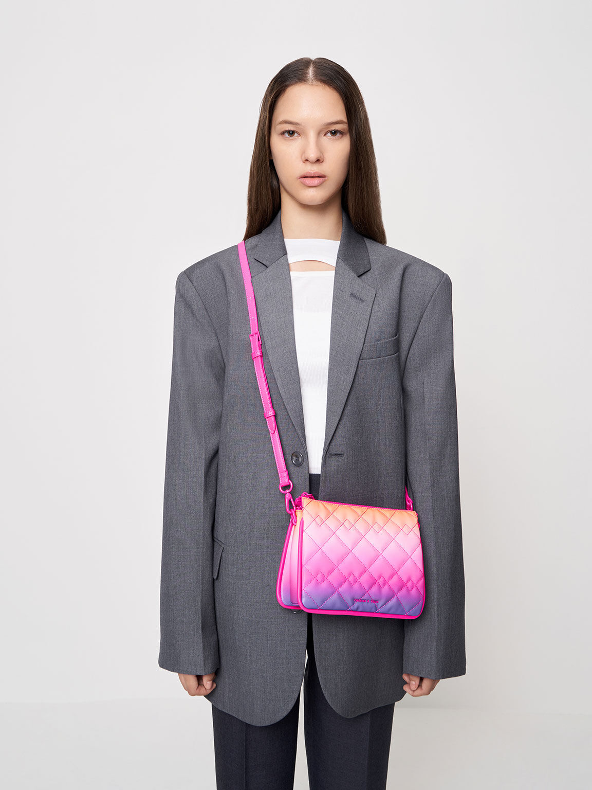Holographic Lana Holographic Quilted Shoulder Bag - CHARLES & KEITH NZ