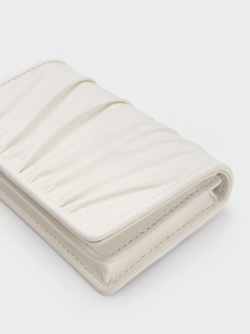 Aldora Ruched Card Holder, White, hi-res