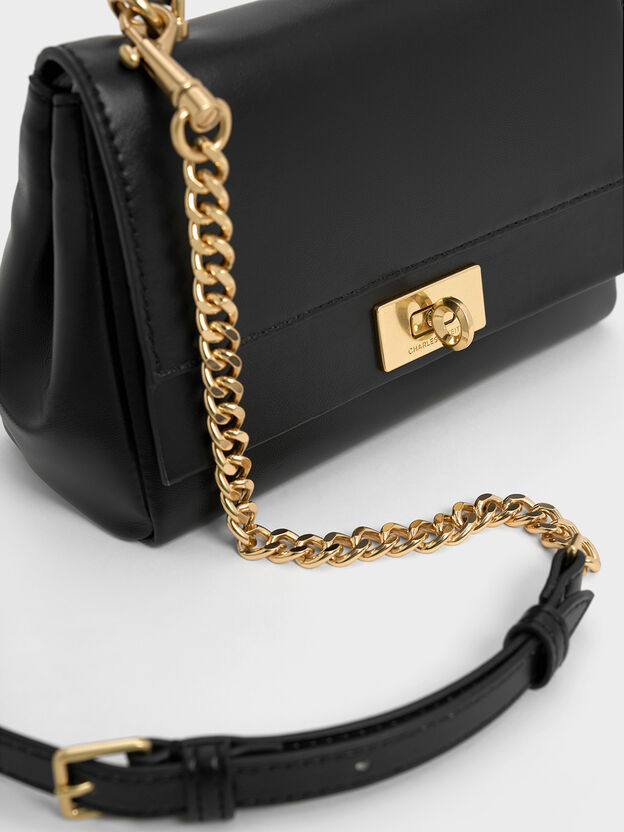 Sac &agrave; main &agrave; lani&egrave;re en cha&icirc;ne Lennie, Noir, hi-res