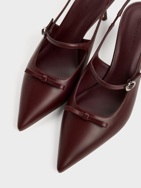 Sonali Bow Slingback Pumps, Burgundy, hi-res