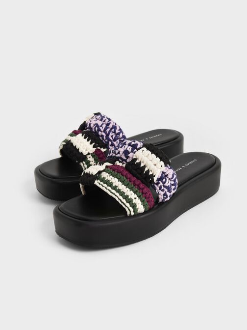 Knitted Platform Sandals, Multi, hi-res