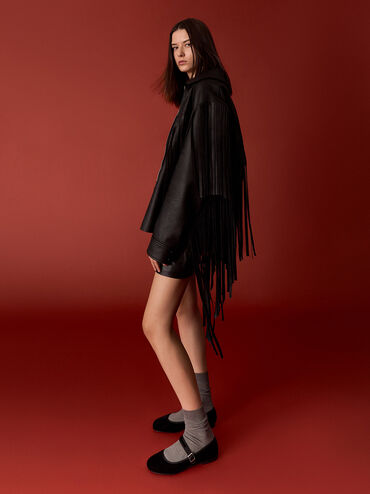 Carmel Velvet Buckled Mary Jane Flats, Black2, hi-res