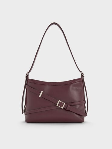 Bolsa transversal Bryna com alça de fivela, Wineberry Red, hi-res