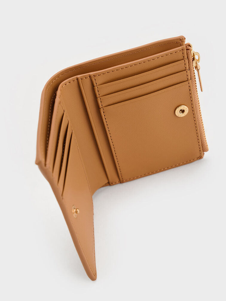 Midori Geometric Top-Zip Wallet, Camel, hi-res