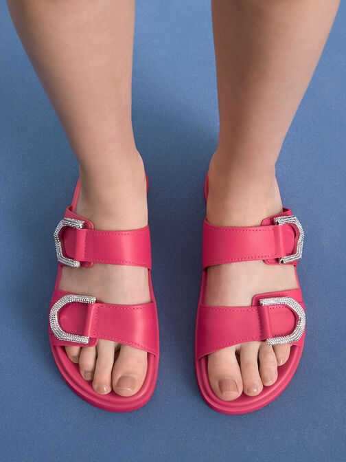 Gem-Embellished Gabine Slides, Pink, hi-res