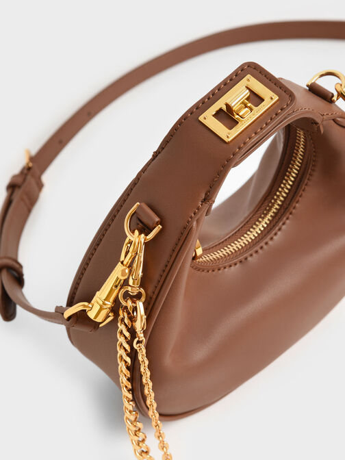 Mini Crescent Hobo Bag, Brown, hi-res