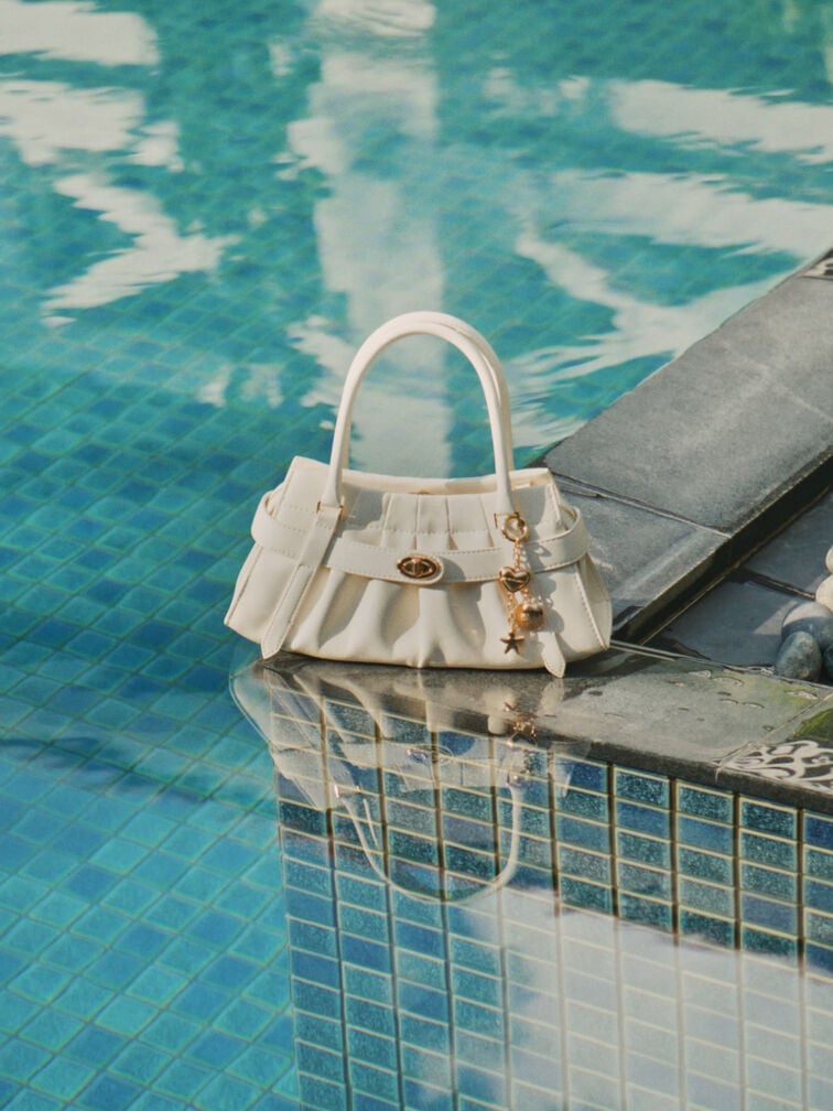 Isolde Belted Ruched Crossbody Bag, Cream, hi-res