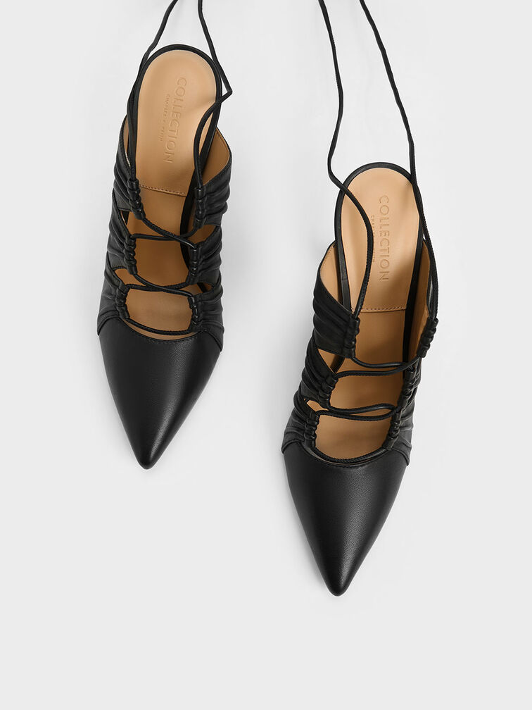 Landis Leather Tie-Around Pumps, Black, hi-res