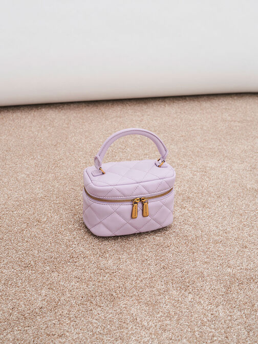 Quilted Vanity Pouch, Lilac, hi-res