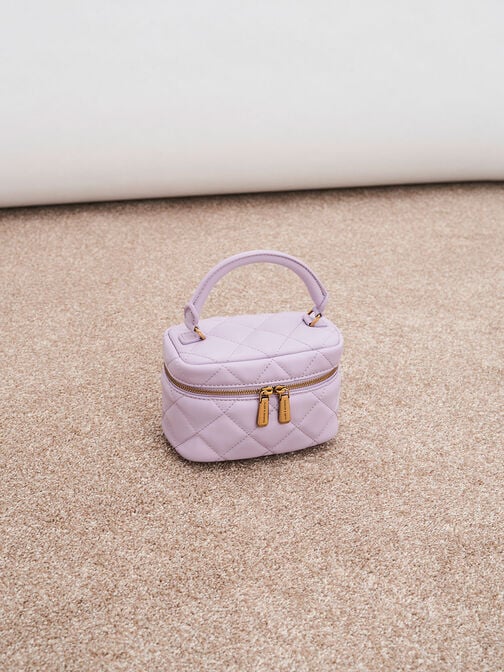 菱格珠寶盒鍊條包, 紫丁香色, hi-res