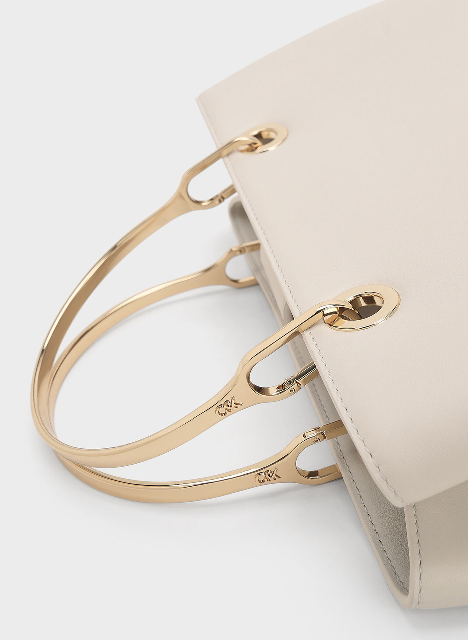 Leather Ring-Handle Bag, Chalk, hi-res