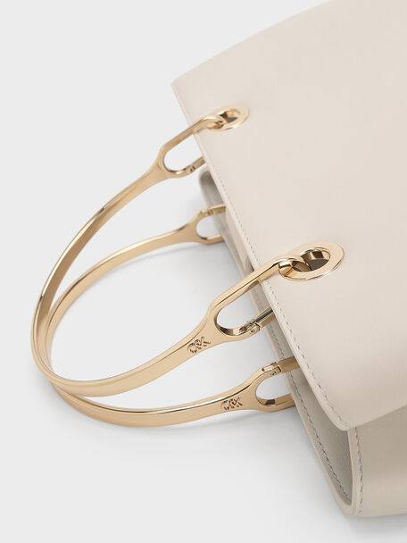 Leather Ring-Handle Bag, Chalk, hi-res