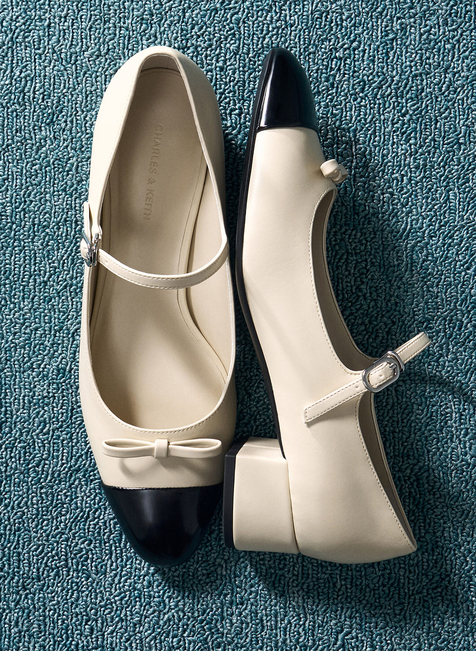 Bow Cap-Toe Mary Jane Pumps, Chalk, hi-res
