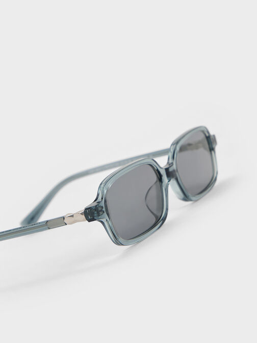 Bree Recycled Acetate Rectangular Sunglasses, Teal, hi-res