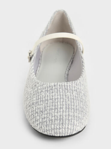 Gertrude Tweed Round-Toe Mary Janes, Grey, hi-res