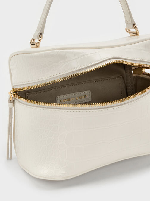 Pansy Croc-Effect Vanity Bag, Cream, hi-res