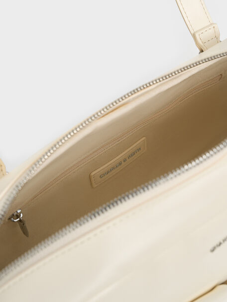 Rachel Elongated Multi-Pocket Shoulder Bag, Cream, hi-res