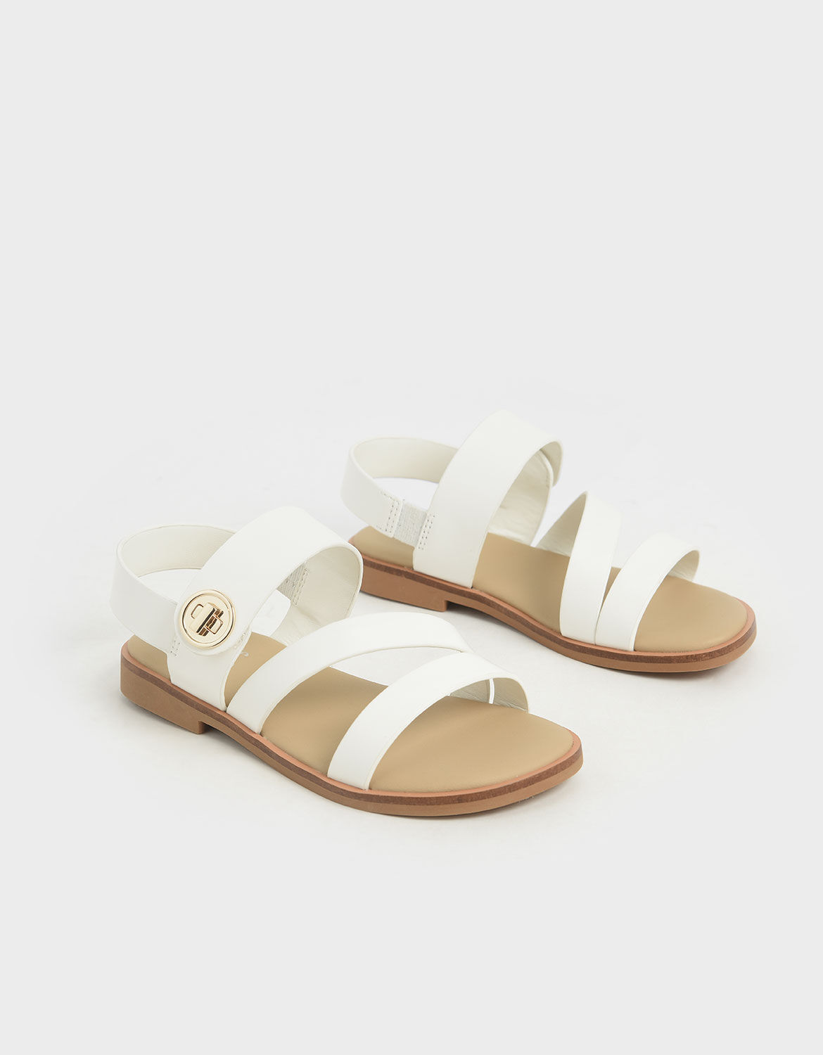 Girls Yara Metallic Buckle Sandals White