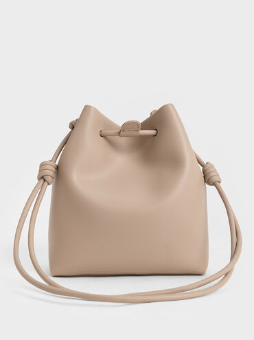 Leia Knotted Bucket Bag, Taupe, hi-res