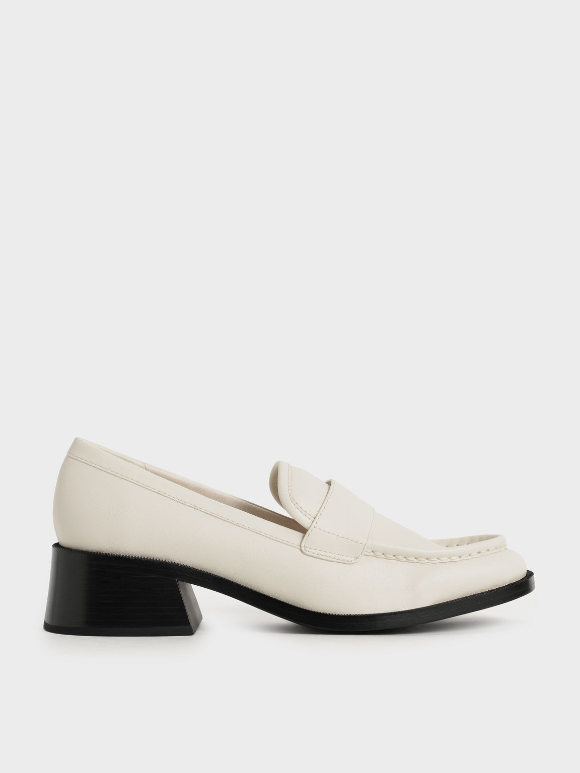 Block Heel Penny Loafers, Chalk, hi-res