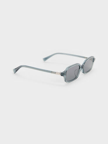 Bree Recycled Acetate Rectangular Sunglasses, Teal, hi-res