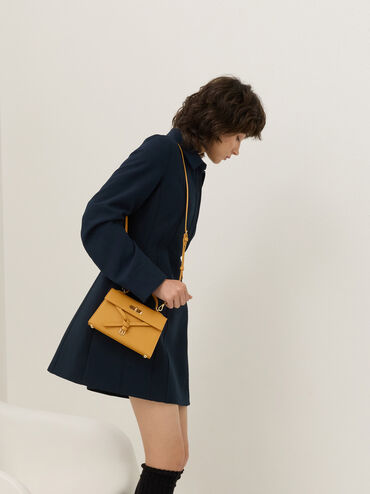 Tricha Knotted-Belt Top Handle Bag, Saffron Yellow, hi-res