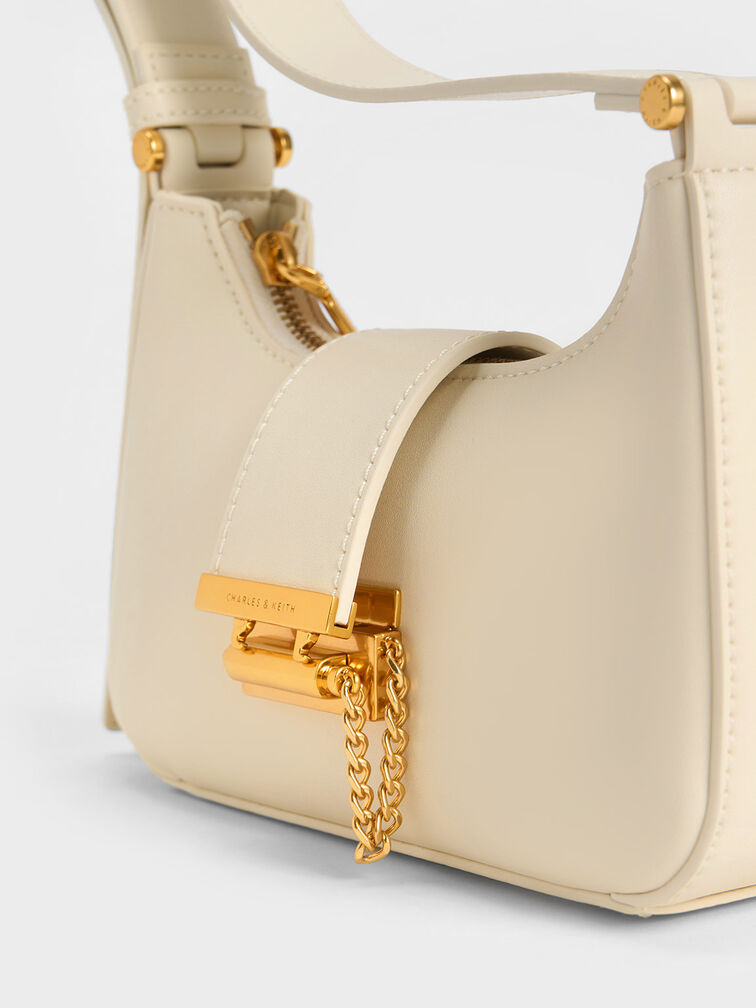 Chalk Metallic Accent Belted Bag - CHARLES & KEITH KH