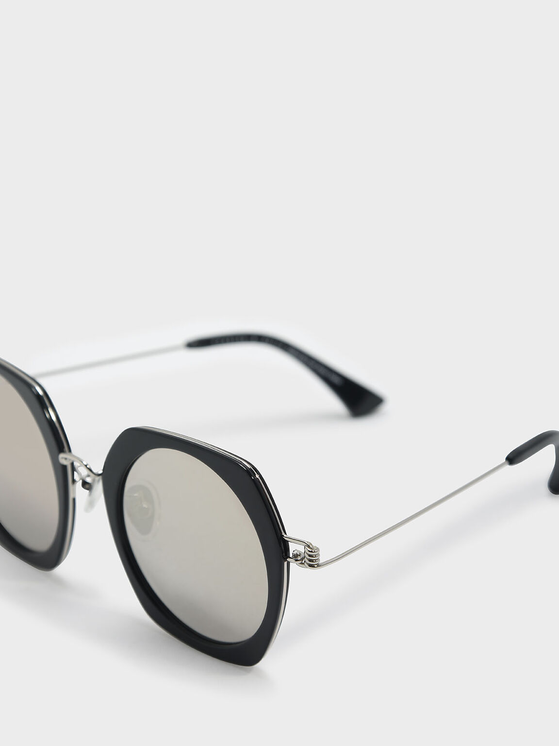 Geometric Frame Sunglasses, Black, hi-res
