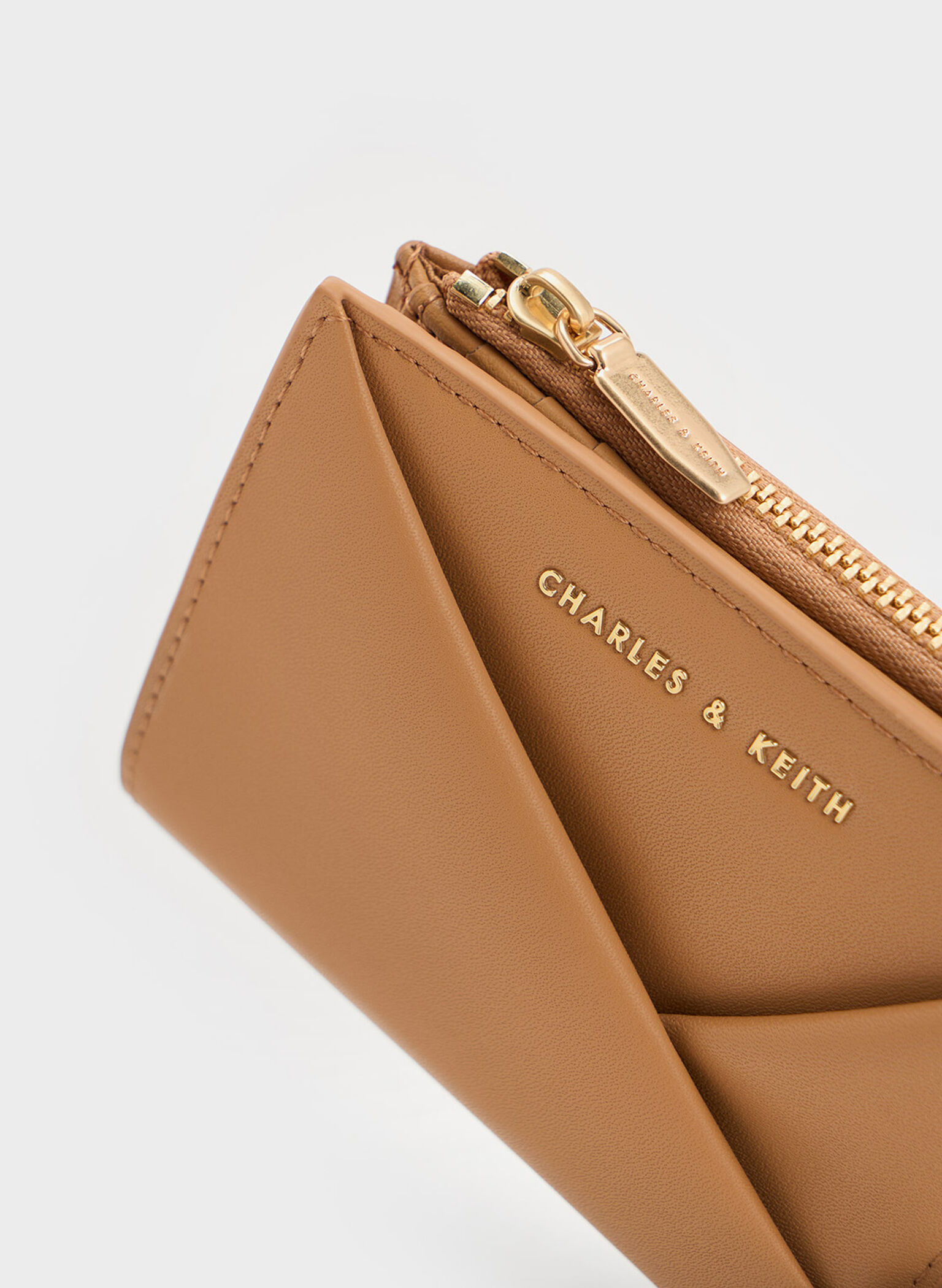 Carteira Midori Geométrica com Top Zip, Camel, hi-res