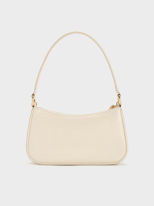 Elspeth Croc-Effect Chain-Link Shoulder Bag, Cream Croco, hi-res