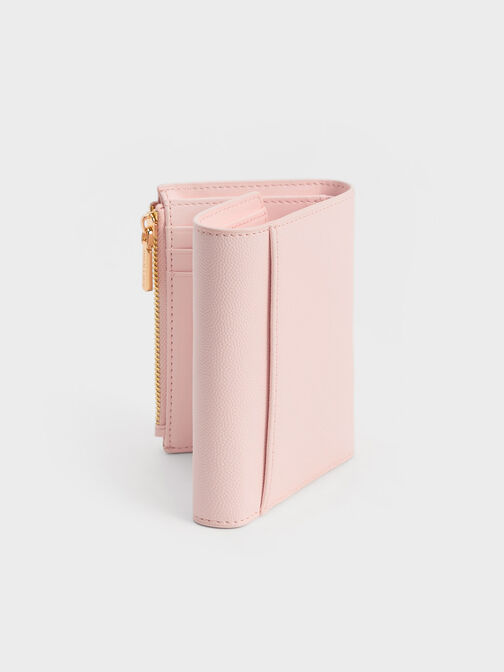 Curved Front Flap Wallet, Light Pink, hi-res
