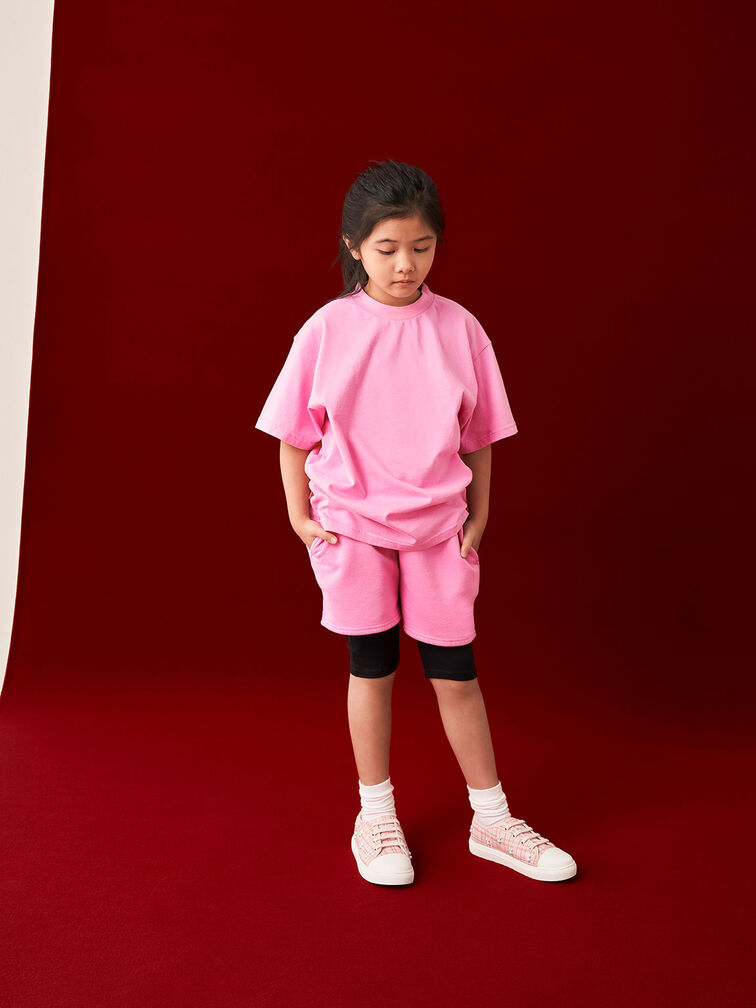 Girls' Bunny Tweed Sneakers, Pink, hi-res