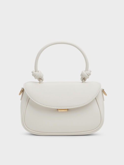 Sammie Knotted-Handle Front-Flap Bag, Cream, hi-res