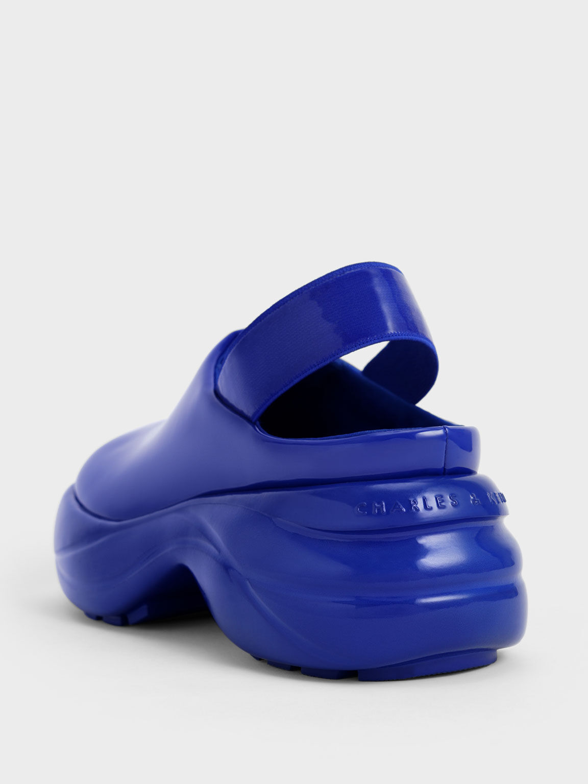 Roony 漆皮厚底懶人鞋, 藍色, hi-res