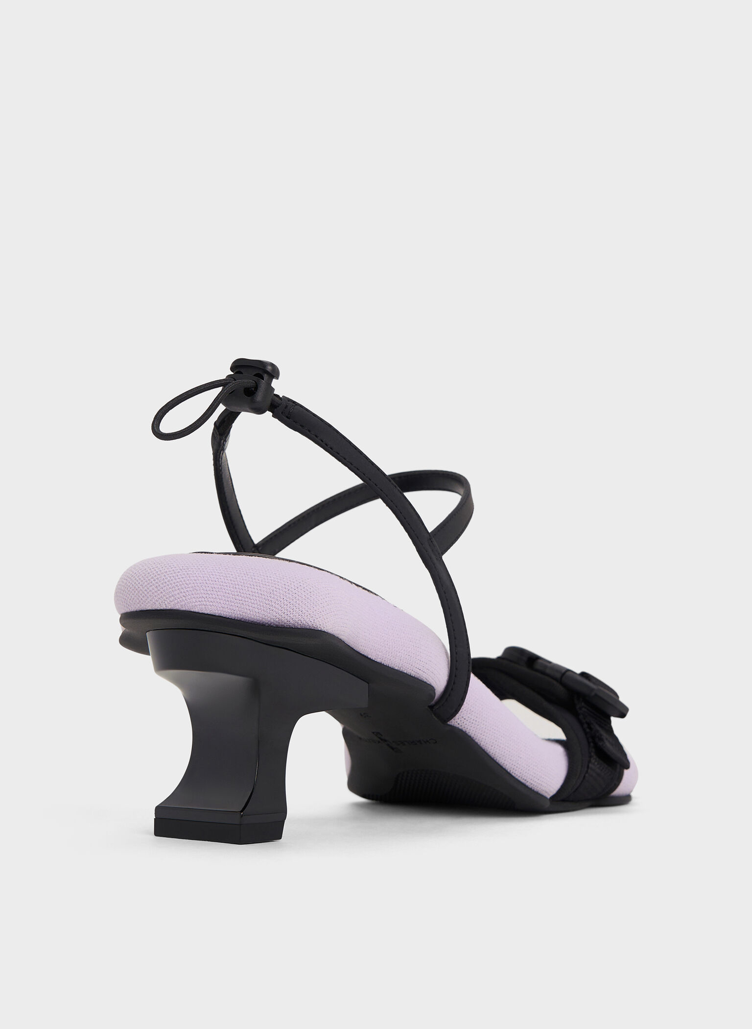 Nylon Wave-Edge Sculptural-Heel Sandals, Lilac, hi-res