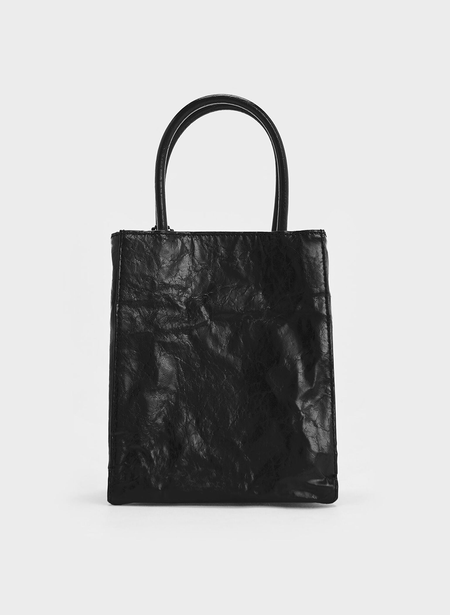 Matina Crinkle-Effect Elongated Tote Bag, Jet Black, hi-res
