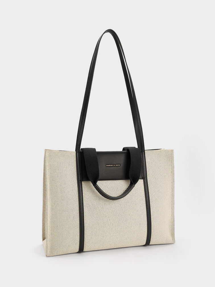 Shalia Canvas Tote Bag, Black, hi-res