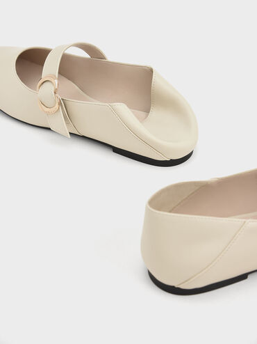 Metallic Accent Mary Jane Ballerina Flats, Chalk, hi-res