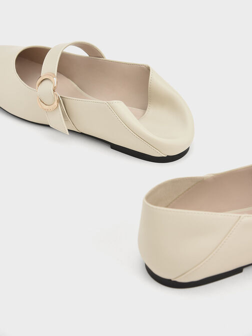 Metallic Accent Mary Jane Ballerina Flats, Chalk, hi-res