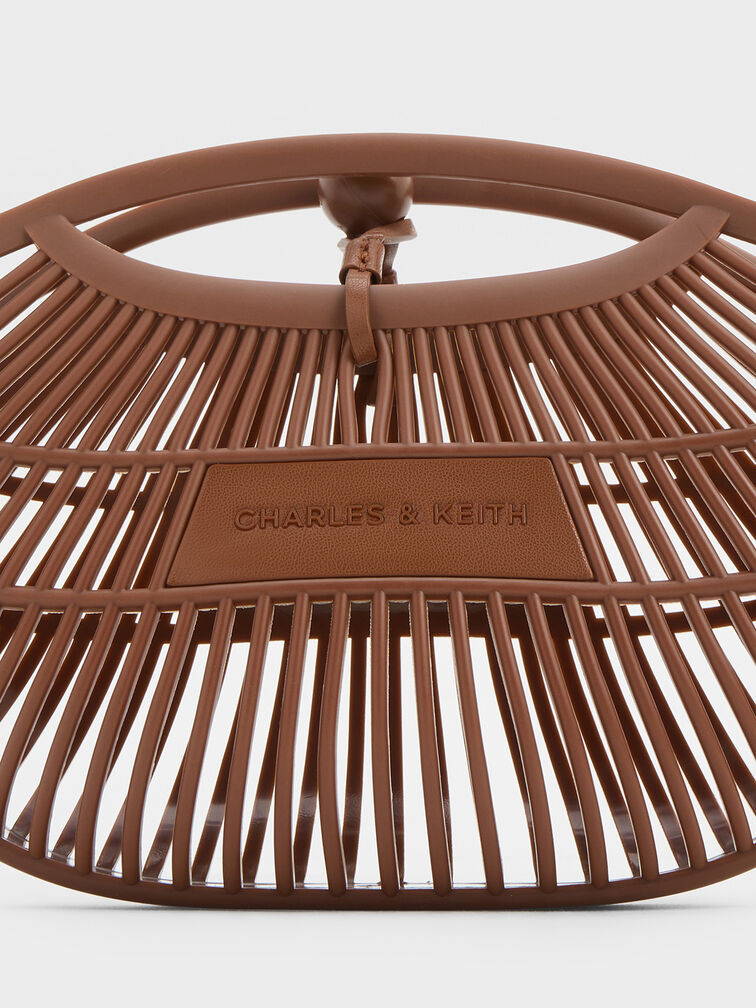 Mini Calypso Fan Curved-Handle Bag, Chocolate, hi-res
