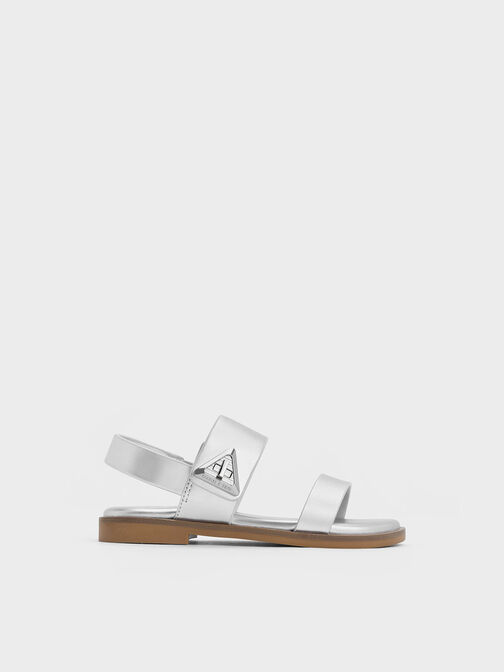 Girls' Trice Metallic Accent Sandals, Silver, hi-res