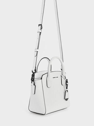 Classic Double Top Handle Bag, White, hi-res