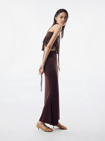 Sandalias slingback de dedo con punta cuadrada y tacón kitten, Coñac, hi-res