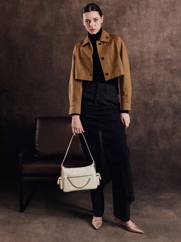 Duo Quilted Shoulder Bag, Cream, hi-res