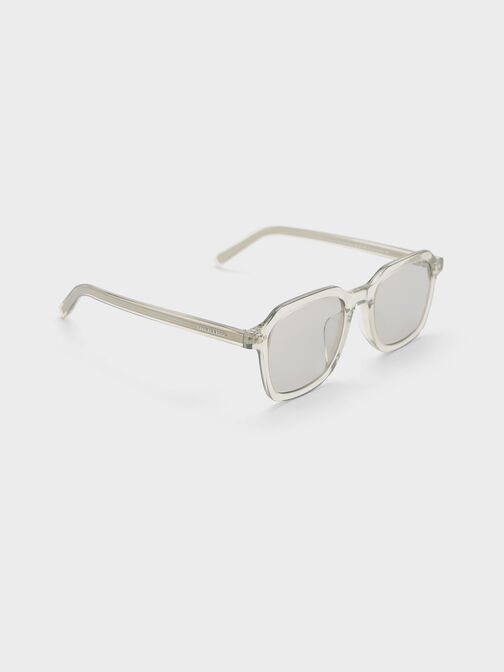 Leighton Recycled Acetate Square Sunglasses, Minted Grey, hi-res